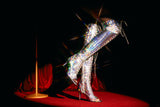 Hologram Thigh High Boots Heel(Silver)