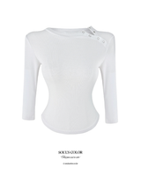 Rib Snap Three-Quarter Sleeve Top (2color)