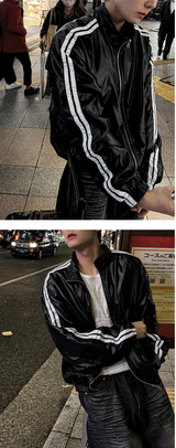 glossy track windbreaker