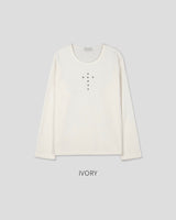 (UNISEX) リベット リブ ロングスリーブ