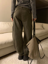 Rover Flap Pocket Back Banding ワイドカーゴロングパンツ (2 Colors)