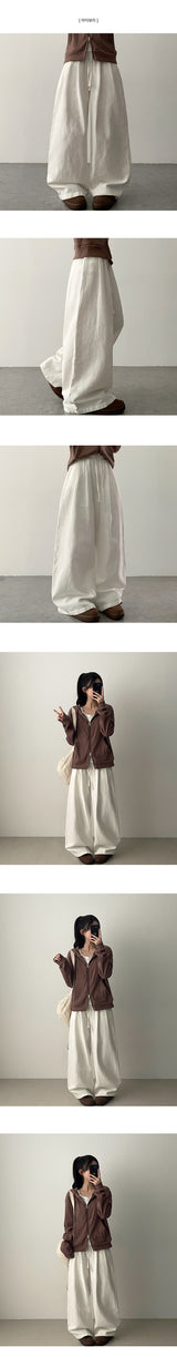 Teens banding firm コットンアイボリーワイドパンツ