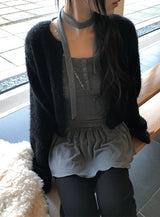 Doobie Soft Fur Button Long Sleeve Cardigan