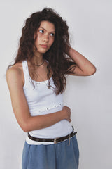 STUD HALTER TANKTOP - WHITE