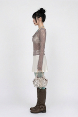 COWL-NECK LACE TOP (MOCHA)