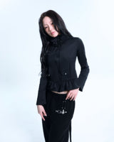 Ruffle Two Way zip-up - Black