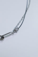 All Surgical steel double bold clip leather necklace