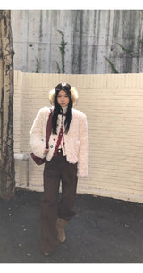 Beads Burton No Collar Round Fur Jacket