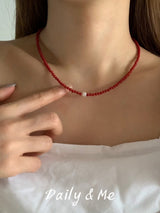 3mm red freshwater necklace