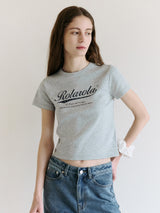 ヴィンテージ クラック ロゴTシャツ グレー