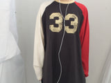 Number-printed color long sleeve