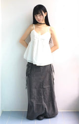 Vintage pocket washed long skirt