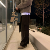 [In-house production]  ファーストコーデュロイカーゴストリングワイドパンツ