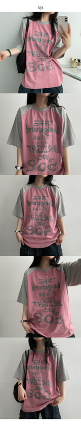 [H&L] LANF Color Coloring Raglan Short-Sleeved T-shirt