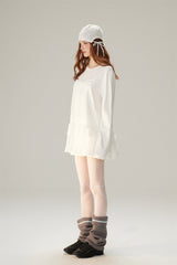 Sweet & Cool Lace Accent Ribbon Point Long T-Shirt