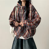 Ube Cozy Color High Neck Wool Checkhood Zip-Up