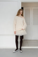 Tutu shirring skirt_ivory