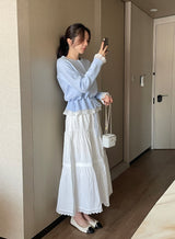 ロニーレースティアードティアードバンディングロングスカート