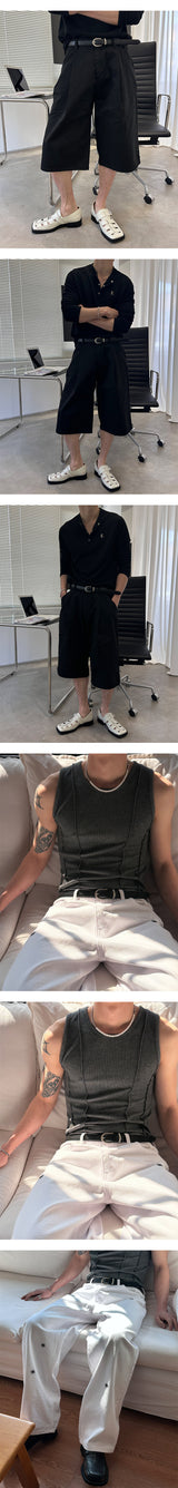 [REAL LEATHER] Horse shoe leather belt(3color)