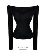Deep V-Neck Off-Shoulder Top (2color)