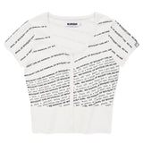 BOUQUET GIRL WORDING SHORT SLEEVE CARDIGAN [WHITE]