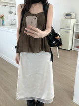 satin flower midi skirt (2 colors)