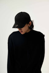 STUDDED CROSS UNISEX BLACK CURVED BRIM EMBROIDERED BASEBALL CAP