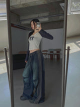 11 V-neck color matching raglan long sleeves