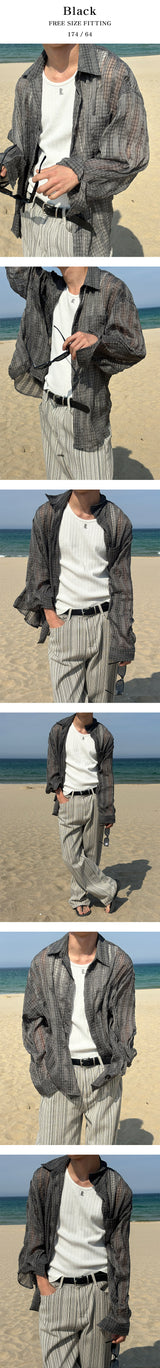 [Unisex] Summer check linen shirts(2color)