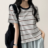 ロビンカラーストライプダンガラ半袖Tシャツ