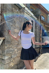 Charcoal Mini Pleats Pants Skirt