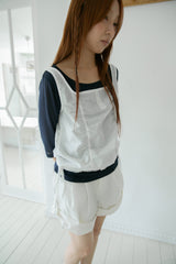 button shirring square neck sleeveless top(2colors)