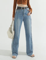 Overlock Side Cutting Denim Pants
