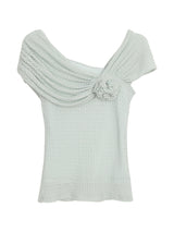 ミントフラワーシャーリングオフショルダーTシャツ