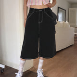 Yukil Carpenter Stitch Three-Quarter Bermuda Denim Pants