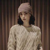 VARZAR Chain Logo Natural Beanie / Indiepink