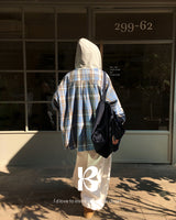 [ORIGINAL] Plain Hooded Check Shirt
