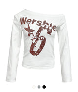 Star Number Off-Shoulder T-shirt