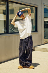 SALVAGE DOUBLE-KNEE LINE DENIM PANTS