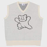 [UNISEX] ビッグラインベアースマイルニットベスト