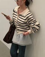 [BELLIDE MADE] ELLE、ストライプニットカーディガン
