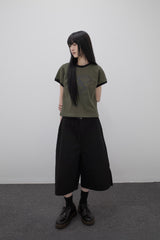 Side Slit Darted Bermuda Black