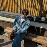 De Lap High Damage Crop Denim Jacket (2color)