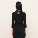 C 90S ラインVネックTシャツ_ブラック