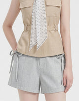 リボンリネンサマーショーツ Light Grey