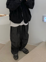 Space String ballon denim wide pants 2color