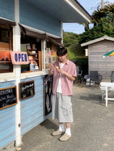 Band Button Cargo Bermuda Pants