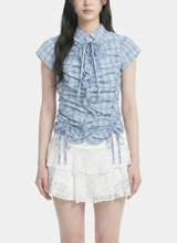 Meira Check Shirring Blouse