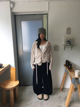 Punch Shirring Ruffle Cardigan (3color)