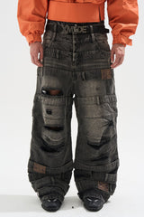 Washed Grey Baggy Jeans